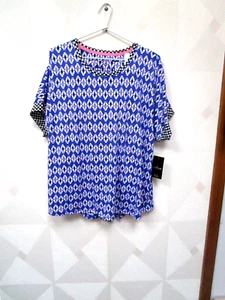 CUDDL DUDS-PURPLE/MULTI-GEO-CAP SLEEVE-ROUND NECK -SHORT PAJAMAS-SIZE-XL-$46 - Picture 1 of 3