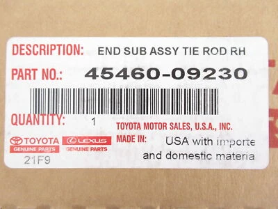 Conjunto de extremo de varilla de amarre exterior para pasajeros Toyota 45460-09230 OEM genuino Foto 1 de 4