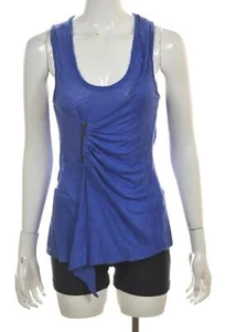 Zara Evening Collection Womens Top Size M Blue Solid Tank Sleeveless Shirt Linen - Picture 1 of 4