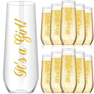 Maxcheck 24 Pcs Baby Shower Plastic Champagne Flutes Disposable Champagne Gla... Foto 1 de 4
