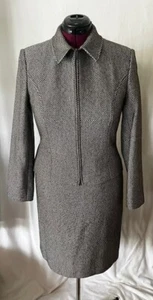 ANN TAYLOR WOOL SUIT SIZE 10 BROWN TWEED BLAZER ZIP JACKET SKIRT LINED - Picture 1 of 9