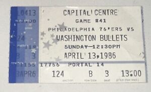 4/13/86 Bullets vs 76ers Capital Centre Arena Ticket Stub Charles Barkley HOF