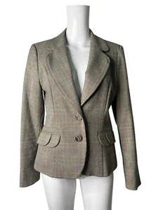 Unbranded Blazer Jacket Size S Womens Suit EU36 Vintage Beige & Brown Mix Check - Picture 1 of 11