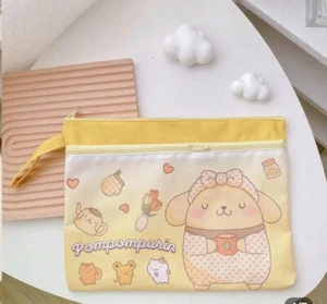 POMPOMPURIN Sanrio Characters A4 Bag File Canvas Wallet Kawaii Cute Gift - Picture 1 of 1