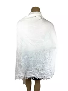Sciarpa leggera Pom Pom at Home bordi sfilacciati bianca lunga 80 x 38" - Foto 1 di 10