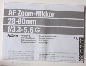 Nikon AF Nikkor 28-80mm 1:3.3-5.6 G Bedienungsanleitung mehrsprachig - GEBRAUCHT B38 - Bild 1 von 1