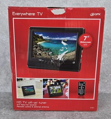 GPX Compact Portable 7" Color LCD TV Off-Air Tuner A/V Input External Antenna - Image 1 of 4