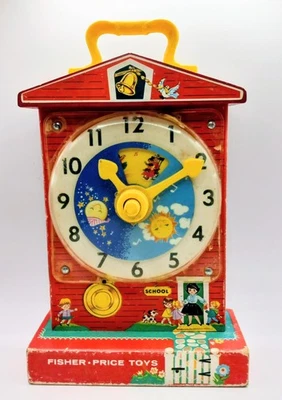 Vintage 1962-1968 Fisher Price Music Box Teaching Clock, Japan Movement, #998 - Image 1 of 4