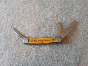 Vintage Stockman Kutmaster Pocket Knife advertises Red Rose Feeds Animal Food - Picture 1 of 13