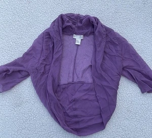 Weiche Umrandung lila Damen Cropped transparente Jacke Größe Medium 100% Seide - Bild 1 von 4