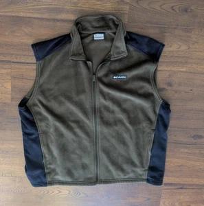 Columbia Fleece Vest Men's XXL Tan & Black Full Zip (27.5" pit-pit, 29" length) - Picture 1 of 5