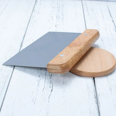 Stainless Steel Hand Rolling Dough Cutter Cream Spatula Baking Wooden Handle - Bild 1 von 4