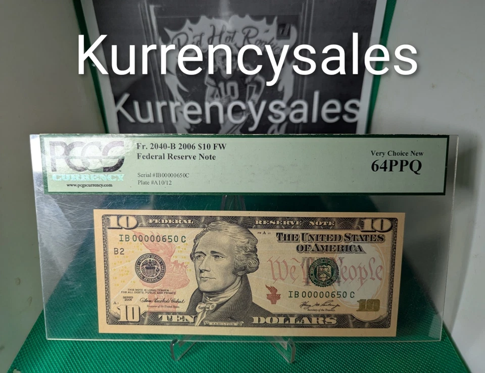 2006 - Low Serial # - $10 Federal Reserve Note - 65/4PPQ - Gem New SN 00000650 - Image 1 of 2