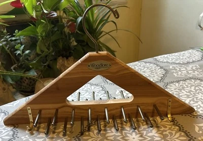 Woodlore 30 Peg Tie & Belt Organizer Rack Hanger Cedar Wood & Brass - Image 1 of 4