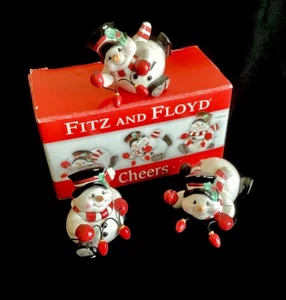 Fitz & Floyd Tumbling Snowmen Cheers 2006 Set of 3 Original Box - Picture 1 of 9