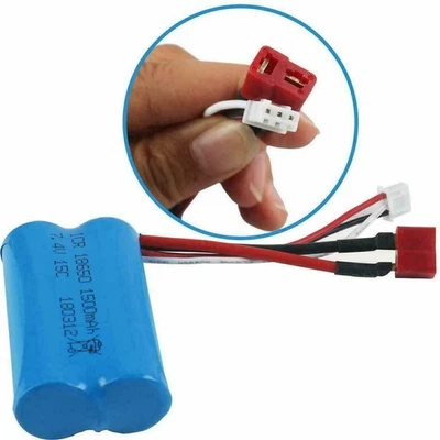 1x 2S 1500mAh 7.4V 15C Li-ion Battery Deans T Plug Charger For WLtoys 4WD RC Car - Image 1 of 4