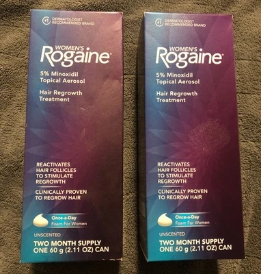 Nuevo Lote De 2 Espuma Cabello Rogaine Mujer 2 Mesesx2 4 Meses Suministro 1/2026-6/2026 Foto 1 de 4
