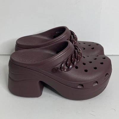 Crocs Siren Chain Clogs Womens 9 Dark Cherry Red Purple Platform Slip On Chunky - Image 1 of 4