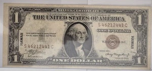 Billete de $1 1935 A Hawaii Segunda Guerra Mundial emisión de emergencia Reserva Federal AU SC bloque - Imagen 1 de 6