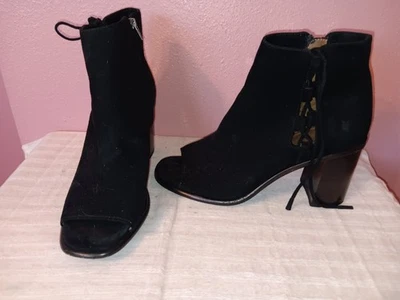 Frye Amy Side Ghillie Ankle Open Toe Booties Women's Size 8.5M Black - Image 1 of 4