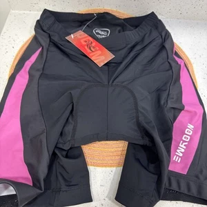 Pantalones Cortos de Ciclismo Nooyme Para Mujer Talla L Acolchados Reflectantes Logo Medio Muslo Negro Rosa - Imagen 1 de 7