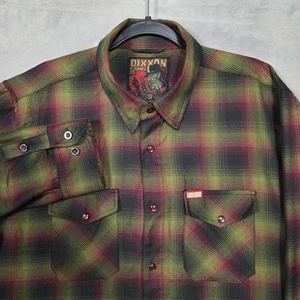 Dixxon Flannel Mens XL Green Black Red Plaid The Freddy pearl snap shirt - Picture 1 of 12