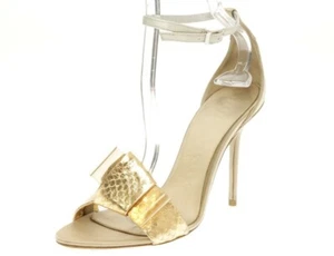 Womens BURBERRY Beige Satin Buckles Ankle Strap Pumps Heels Sandals Size 37 - Picture 1 of 8