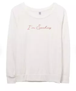 Kamala Harris “I’m Speaking” Long Sleeve Ivory Pullover Recycled Cotton Shirt XS - Picture 1 of 2