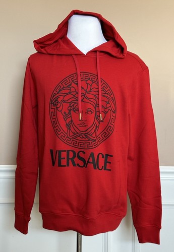 Felpa Versace Medusa stampa cotone rosso con cappuccio 4XL 1011853 nuova con etichette $900