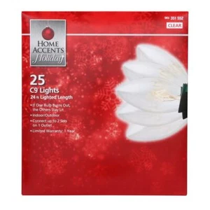 Home Accents Holiday 24 ft. 25-Light C9 Clear White Incandescent Light String - Picture 1 of 8
