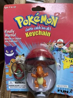 Pokemon Vintage Charmeleon Pokeball Keychain New Sealed 1999 Basic Fun Item 7570 - Image 1 of 2