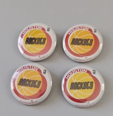 NBA Houston Rockets Four Small Used Buttons Lot OOP Vintage 90's Basketball - Image 1 of 3