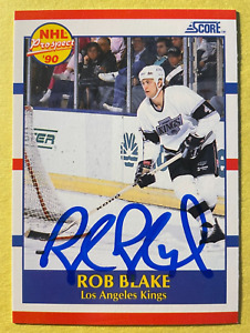 SIGNED ROB BLAKE 1990 AUTOGRAPHED SCORE HOCKEY ROOKIE CARD - KINGS - HOF
