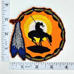 Embroidered Patch - End of Trail - Indian - Native American - Feathers -Iron-on - Picture 1 of 1