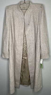 Nuevo con etiquetas Abrigo largo vintage de gabardina para mujer talla 12 avena color tostado mezcla de lana etiqueta Union Foto 1 de 4