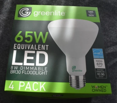 NEW GreenLite 8W 65W Equivalent Dimmable LED Floodlight 4 pack Bulbs - Image 1 of 4