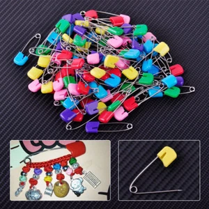 100x Head Safety Pins Locking Hold Clip Dress Cloth Nappy Diaper Craft Pins - Picture 1 of 4