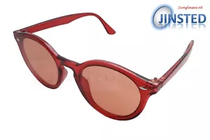 Rote runde Sonnenbrille für Erwachsene mit getönten kreisförmigen Gläsern UV400 Schutz ACI023 - Bild 1 von 3