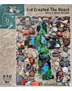 God Created the Beach and It was Good Rocks Shells Glass Jigsaw Puzzle 550 pcs - Picture 1 of 3