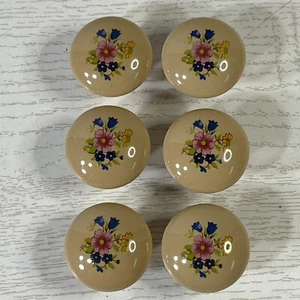 6 perillas de gabinete vintage de porcelana tostada floral para ramo de cajón con tornillos - Imagen 1 de 10