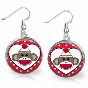 Pendientes colgantes superiores de vidrio calcetín mono regalo artesanal para amantes de los monos calcetín - Imagen 1 de 1