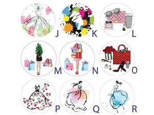 50 Urlaub Mode Mädchen Aufkleber Fashionista rund Weihnachten Geschenk Sticker Siegel - Bild 1 von 9