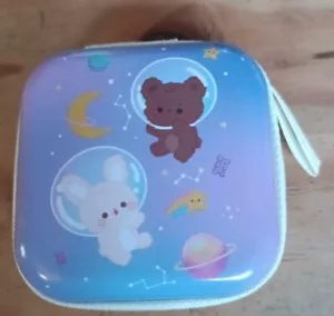Space Bear And Rabbit 🐰 🐻🌌 🚀 Square Tin Coin 🪙 purse (Purple 💜) - Picture 1 of 1
