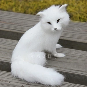 cute Simulation white fox doll delicated white fox gift toy about 16x14cm - Picture 1 of 2