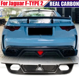 KIT DE CARROCERÍA DIFUSOR LABIAL PARACHOQUES TRASERO CARBONO REAL para Jaguar F-TYPE 2013-2019 CON LED - Imagen 1 de 17