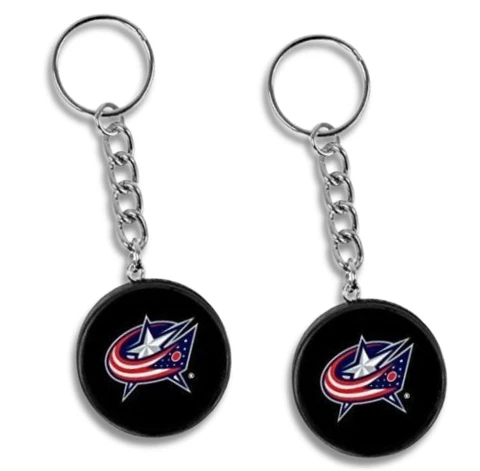 Columbus Blue Jackets Mini Hockey Puck Team Logo Keychains (2-Pack) Cover