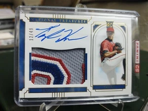 2019 Panini NationalTreasures Taylor Hearn Texas Rangers Rookie Auto Patch #12/49 - Foto 1 di 4