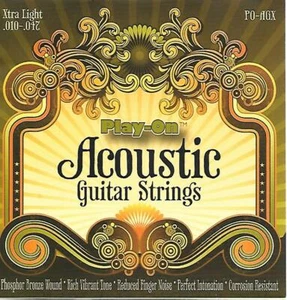 NEW PLAY-ON ACOUSTIC GUITAR STRINGS EXTRA LIGHT GAUGE .010 - .047 PO-AGX - Picture 1 of 2