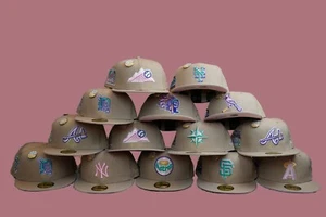 Hat Club Exclusive Rare Sandstorm Pink Brim UV New Era 59Fifty Fitted MLB Linen - Picture 1 of 21