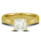 Bague de fiançailles solitaire 1,26 ct F VS2 princesse diamant naturel or jaune 18 carats
